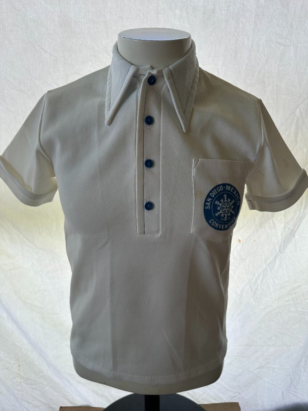 Vintage CK California Knitwear Women's White Polyester 4 Button Polo Shirt Small